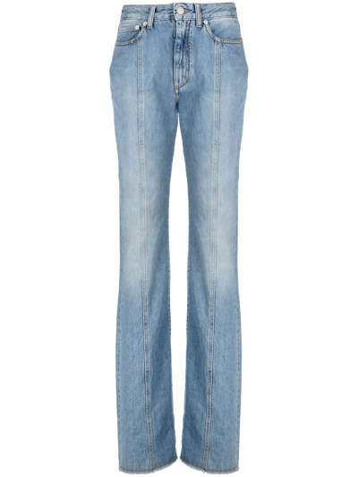 Alessandra Rich Flared Jeans With Back Logo Embroidery In Blue