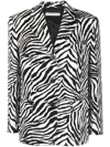Alessandra Rich Oversized Velvet Zebra Print Jacket In Black