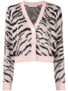 Alessandra Rich Zebra Pattern Knitted Cardigan In Pink