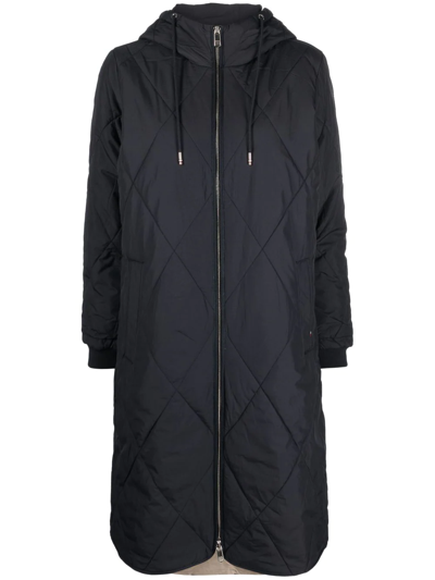 Tommy Hilfiger Diamond-quilted Hooded Coat In Blue