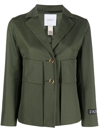 Patou Single-breasted Cotton Blazer In Verde