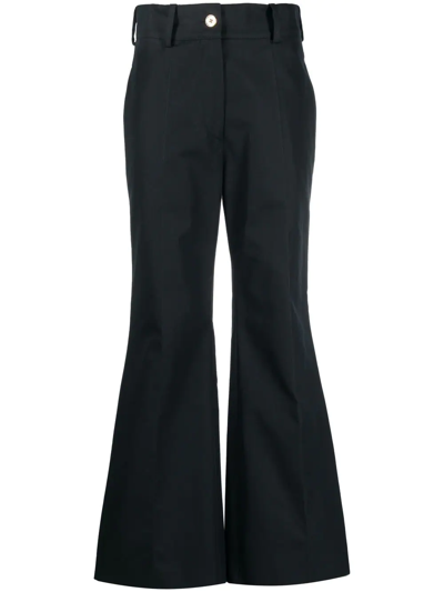 Patou High-waisted Flared Trousers In Blue