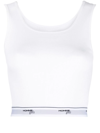 Hommegirls Pajama Crop Top With Logoed Elastic Band In White