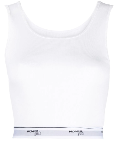 Hommegirls White Cropped Tank Top In Weiss