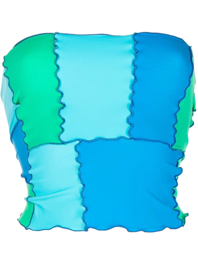 Sherris Colour-block Bandeau Top In Blue