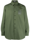 Raf Simons Oversized Logo-patch Cotton Shirt In Green