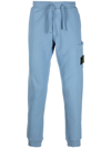 Stone Island Logo-patch Cotton-fleece Track Pants In Blue
