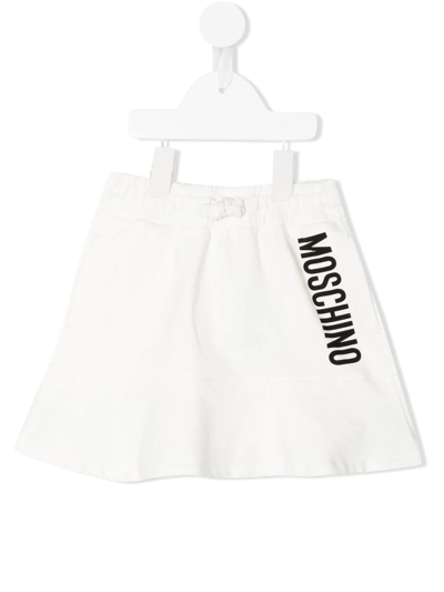 Moschino Kids' Logo-print Drawstring Skirt In White