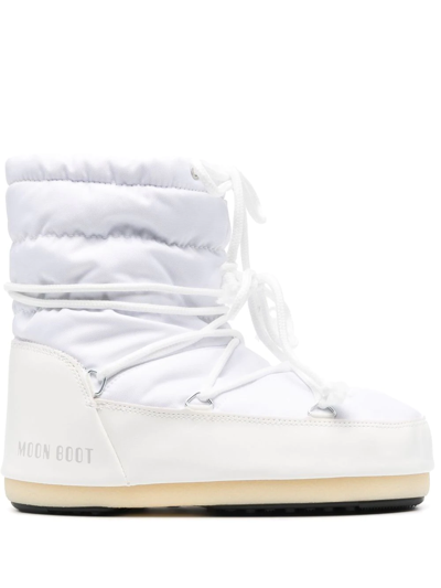 Moon Boot Quilted Logo-print Ankle Boots In White