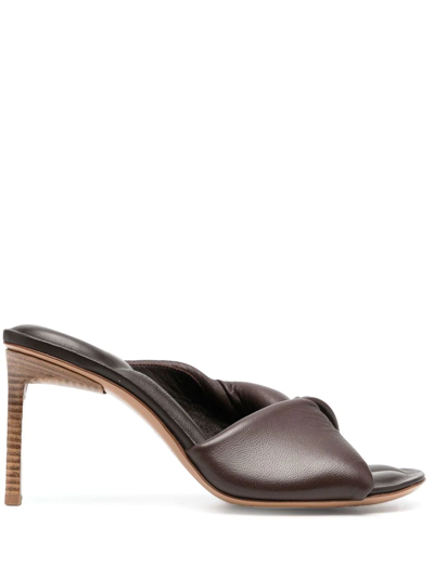 Jacquemus Les Mules Bagnu Twisted Lambskin Sandals In Brown