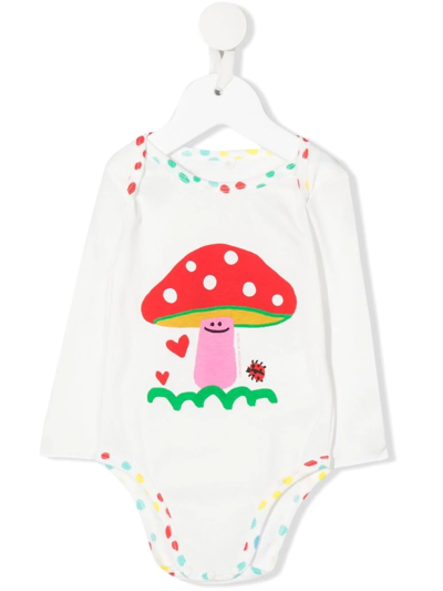 Stella Mccartney Babies' 蘑菇图案连体衣 In White