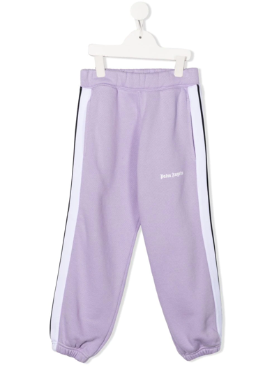 Palm Angels Kids' Contrast Logo-print Track Pants In Purple