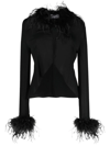 Giuseppe Di Morabito Feather-trimmed Long-sleeved Blouse In Black