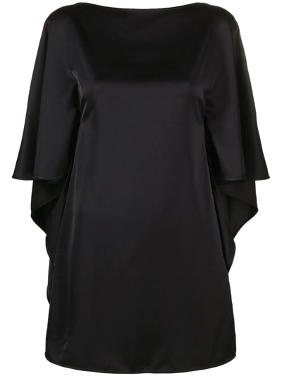 Attico Sharon Cutout Draped Satin Minidress In Black