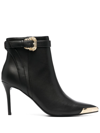 VERSACE JEANS COUTURE POINTED-TOE LEATHER ANKLE BOOTS