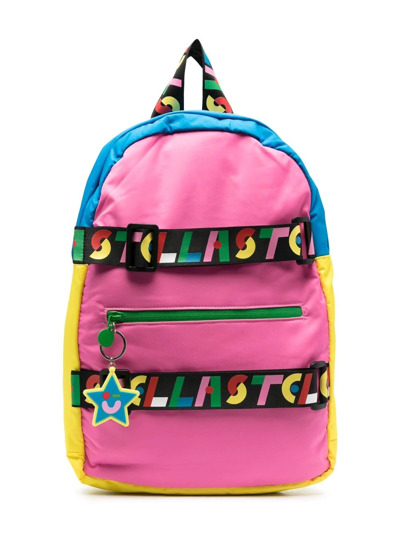 Stella Mccartney Kids' Recycled Nylon Backpack W/ Logo Tape In Multicolor