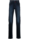 Kiton Stonewashed Straight-leg Jeans In Blue