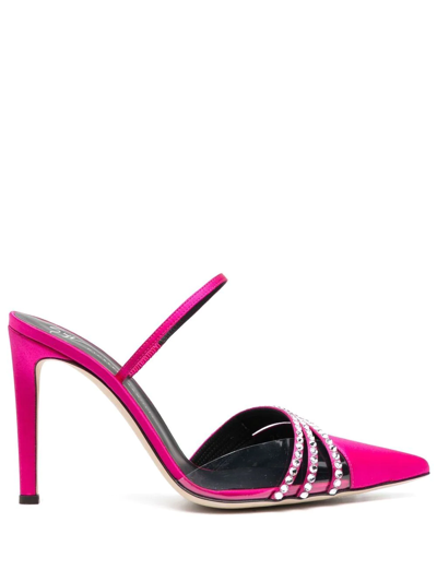 Giuseppe Zanotti Crystal-embellished Pvc And Satin Slingback Pumps In Fucsia