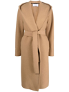 Harris Wharf London Waist-tie Hooded Coat In Brown