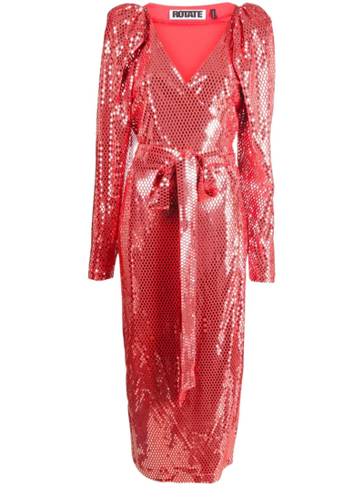 Rotate Birger Christensen Bridget Sequinned Midi Dress In Red