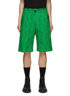 Bottega Veneta Graphic-embossed High-rise Relaxed-fit Woven Shorts In Green