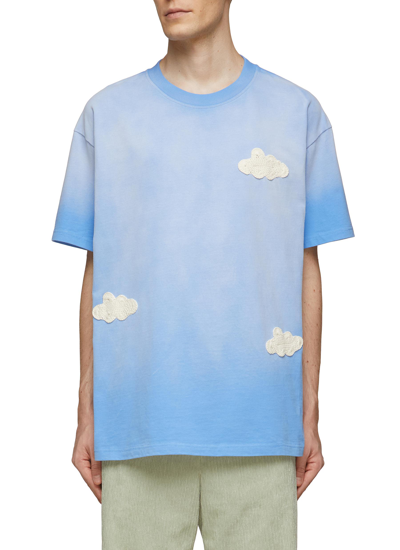 Angel Chen Cloud Crochet Dyed Detail Crewneck Short Sleeve T-shirt In Blue