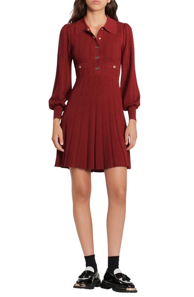 sandro lison short knit dress In Bordeaux YCRF_sizing