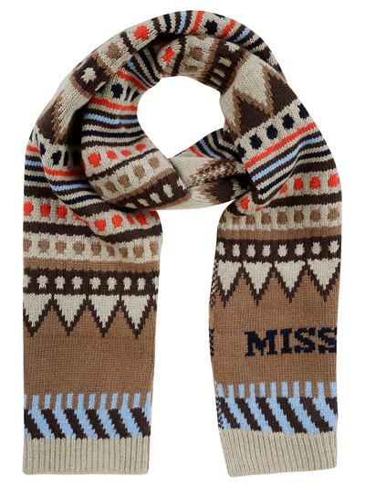 Missoni Logo Intarsia Knitted Scarf In Multicolor