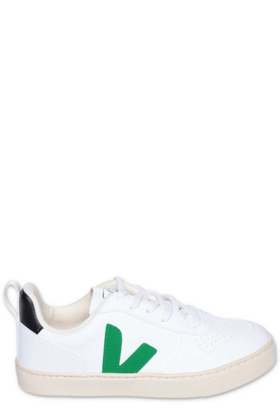 Veja Kids Round Toe Lace-up Sneakers In White