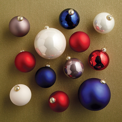 Frontgate Bauble Glass Ornaments, Set Of 12 In Warm Gray