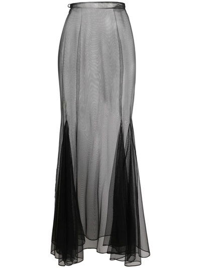 Saint Laurent Sheer Tulle Skirt In Schwarz