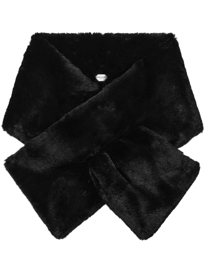 Saint Laurent Faux-fur Crossover-neck Echarpe In 1000 Black
