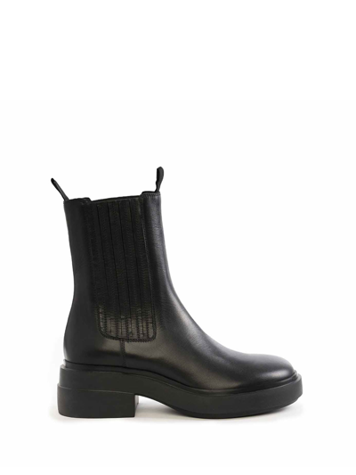 Vic Matie Knight Black Beatle Boots In Semi-glossy Calfskin In Nero
