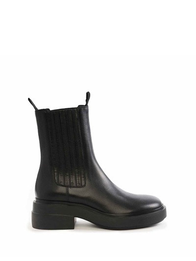 Vic Matie Knight Black Beatle Boots In Semi-glossy Calfskin In Schwarz