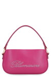 Blumarine Strass Logo Leather Top Handle Bag In Fuchsia