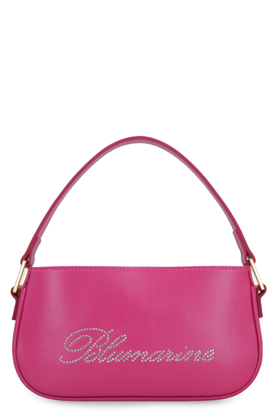 Blumarine Logo Print Leather Handbag In Purple