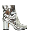 Maison Margiela Tabi 80 Mirrored Leather Ankle Boots In Silver