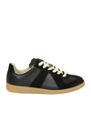 Maison Margiela Replica Leather Low Top Sneakers In Black
