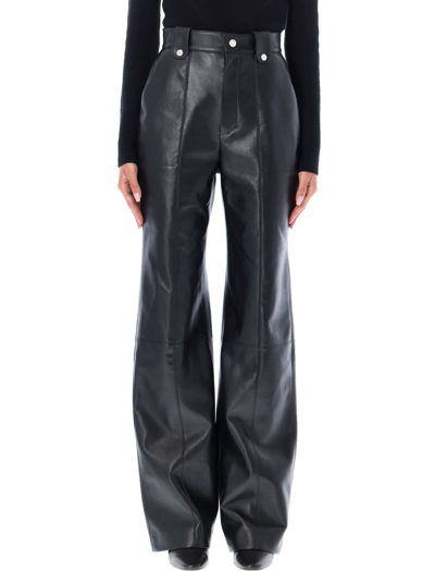 Nanushka Regenerated Leather Straight-fit Pants In Black