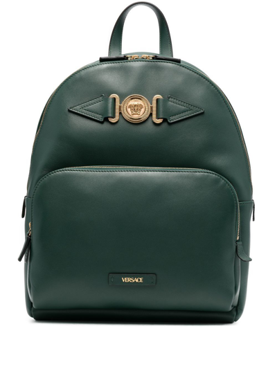 Versace Medusa Leather Backpack In Green