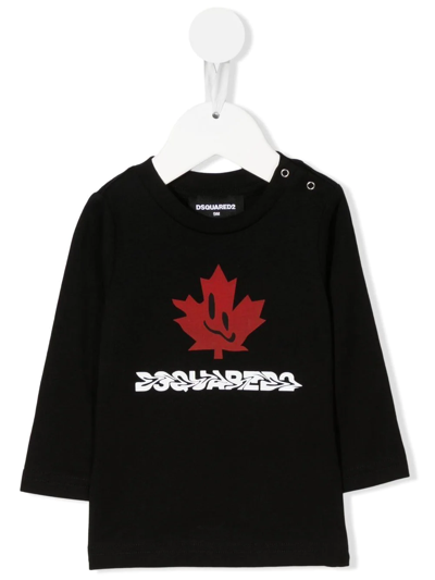 Dsquared2 Babies' Logo-print Long-sleeve T-shirt In White