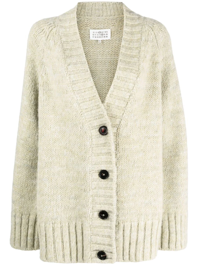 Maison Margiela Botanical Dye V-neck Cardigan In Neutrals