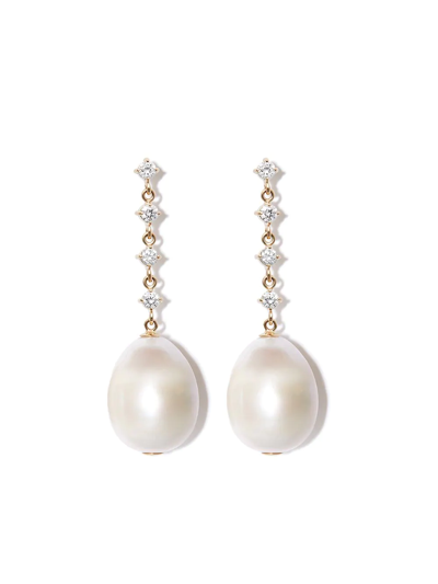 Zoë Chicco 14kt Yellow Gold Pearl Diamond Earrings