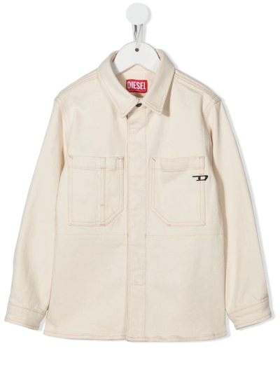 Diesel Kids' J'chor Denim Jacket In Off White