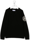 STONE ISLAND JUNIOR LOGO-EMBROIDERED KNITTED JUMPER