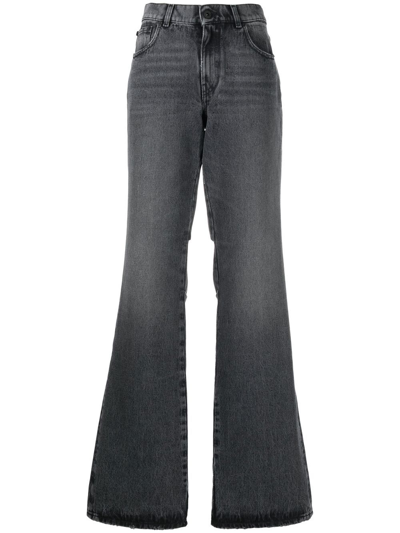 Off-white Faded High-rise Wide-leg Jeans In Anthracite