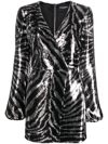 Dolce & Gabbana Wrap-effect Sequined Jersey Mini Wrap Dress In Black