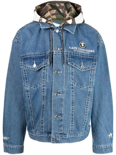 Aape By A Bathing Ape Logo-embroidered Denim Jacket In Blue