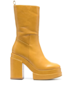 Paloma Barceló Eros Gala Leather Platform Boots In Yellow