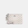 COACH Small Wristlet in Polished Pebble Leather With Ombre Rivets,57862
